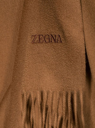 Zegna Mens Caramel Brown Cashmere Scarf