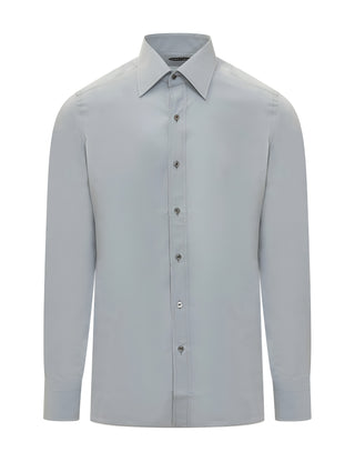 Tom Ford Men’s 73% Lyocell & 27% Cupro Grey Solid Button Down Dress Shirt