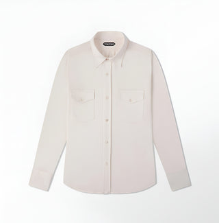 Tom Ford Men’s 100% Silk Ivory Button Down Dress Casual Shirt