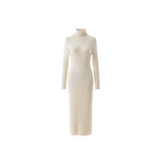 Tom Ford Ribbed Wool Turtleneck Sweater Dress White