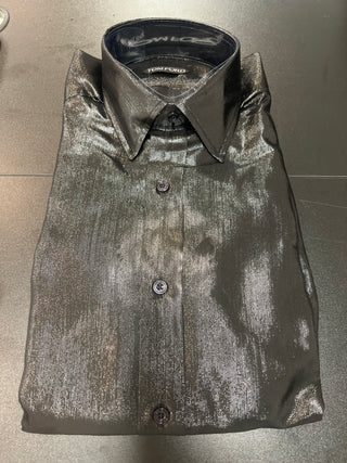 Tom Ford Men’s Sparkly Black 70% Silk & 30% Polyamide Button Down