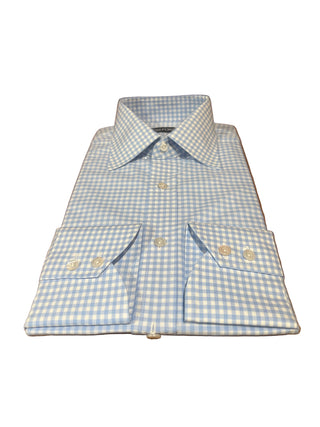 Tom Ford Men’s Light Blue & White Checkered Button Down Dress Shirt
