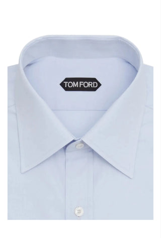 Tom Ford Cotton Spread-Collar French Cuff Dress Shirt Aqua Blue