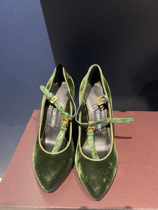 Tom Ford Archive Women’s Green Suede With Buckle High Heel Pumps