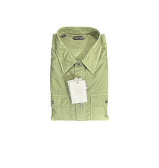 Tom Ford Mens Hunter Green Button Up Cotton Shirt