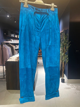Tom Ford Archive Suede Turquoise Blue Pants