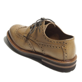 Brunello Cucinelli New Brogue Derby  Beige Leather Shoes