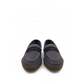 Brunello Cucinelli Suede Beaded Strap Loafer Espadrilles Anthracite