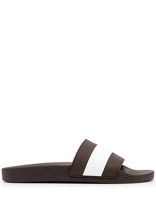 Brunello Cucinelli New Men's Brown White Pool Slide Sandal