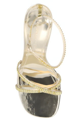 Victoria Beckham Champagne Metallic Embellished Stiletto Sandals