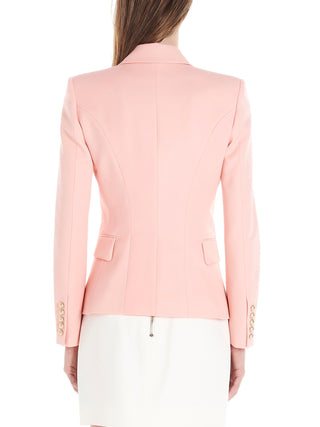 Balmain Womens Barbie Pink Double Breasted Blazer w Gold Buttons