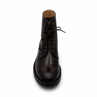 Brunello Cucinelli Polished Leather Lace-Up Combat Boots