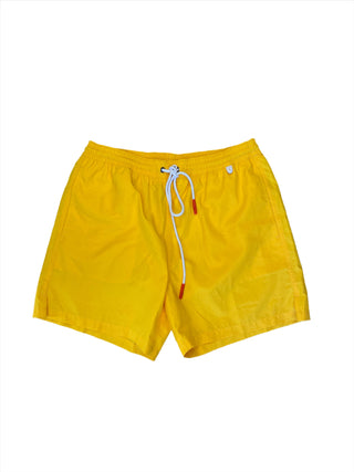 Isaia New Mens Solid Yellow Swim Trunk