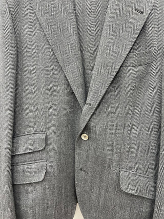 Brunello Cucinelli Mens New Wool Linen & Silk Suit Grey & Black Design