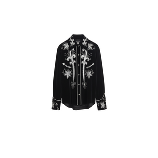 Tom Ford Velvet Silver Embroidered Western Shirt