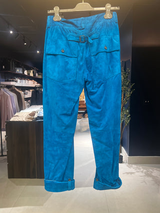Tom Ford Archive Suede Turquoise Blue Pants