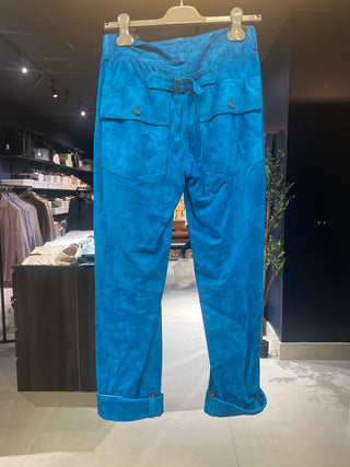 Tom Ford Archive Suede Turquoise Blue Pants
