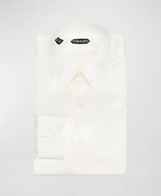 Tom Ford Men’s White 100% Silk Button Down Dress Shirt
