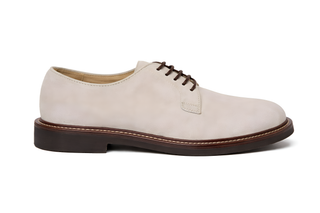 Brunello Cucinelli Mens Suede Lace-Up Shoes In Off-White