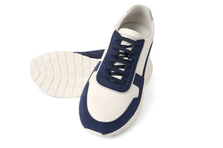 Brunello Cucinelli Mens Panneled Sneakers in White and Navy