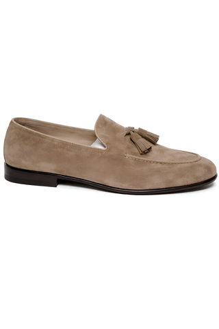 Brunello Cucinelli Mens Suede Tassel Loafers In Brown