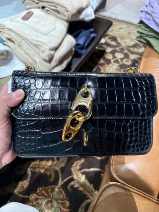 Tom Ford Womens Leather Croc Black Handbag