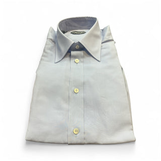 Tom Ford Medium Blue 100% Silk Made to Measure Button Down Dress Shirt