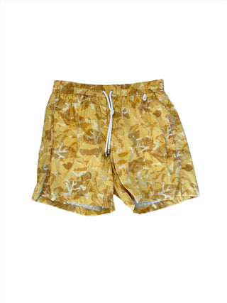 Isaia New Mens Yellow Camouflage Swim Trunks