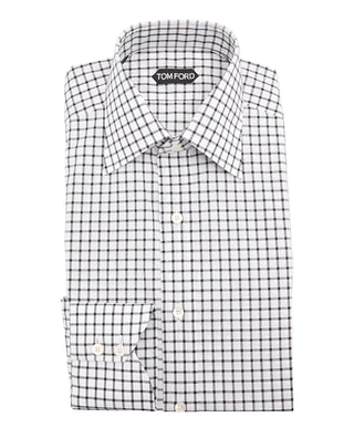 Tom Ford Men’s Black & White Checkered Button Down Dress Shirt