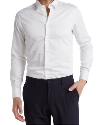 Cavalli Class by Roberto Cavalli Slim Fit Textured White Dress Shirt