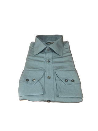 Tom Ford Men's 74% Lyocell & 26% Silk Grey Button Down Dress Shirt