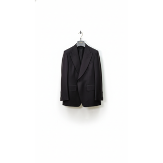 Tom Ford Wool Twill Single-Breasted Blazer with Curved Lapel Dark Grey