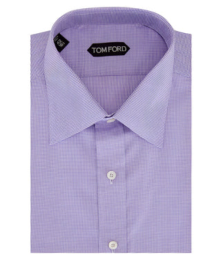 Tom Ford Men’s Purple & White Checkered Button Down Dress Shirt