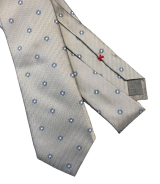 Brunello Cucinelli Floral Pattern Grey Silk Men's Tie