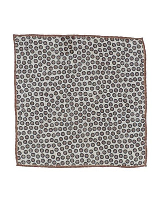 Brunello Cucinelli Brown Black Polka Dot Wool Men's Pocket Square