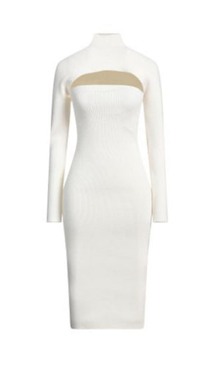 Tom Ford Women’s White Cream Virgin Wool Polyamide Midi Dress