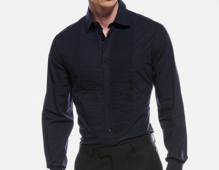 BRUNELLO CUCINELLI MEN'S SHIRT IN NAVY