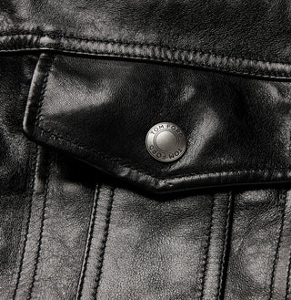 Tom Ford Men’s Polished Leather Black Trucker Jacket