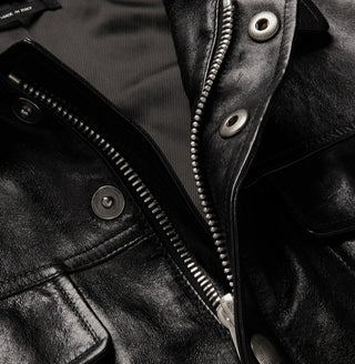 Tom Ford Men’s Polished Leather Black Trucker Jacket