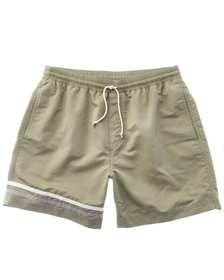 Brunello Cucinelli Mens Logo Embroidered Swim Trunks in Green