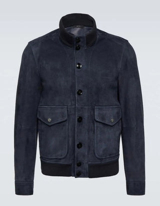 Tom Ford Blue Suede Bomber Jacket