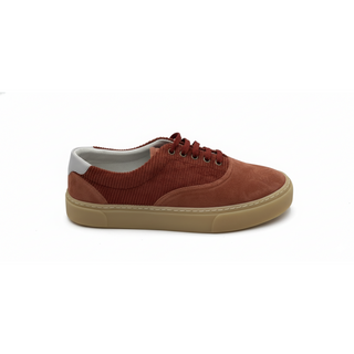 Brunello Cucinelli Suede and Ribbed Textile Lace-Up Low-Top Sneakers Terracotta