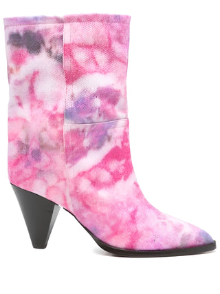 ISABEL MARANT Tie-Dye Canvas Western Ankle Boots