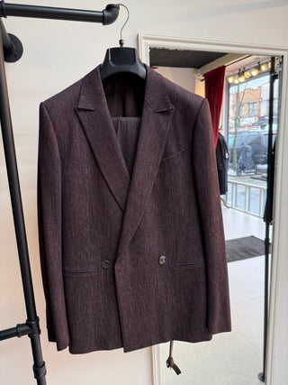 Zegna Mens New Purple Double Breasted Wool & Cashmere Suit