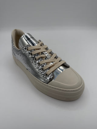 Tom Ford Womens Grace Sequin Embroidery Silver Low Top Sneakers