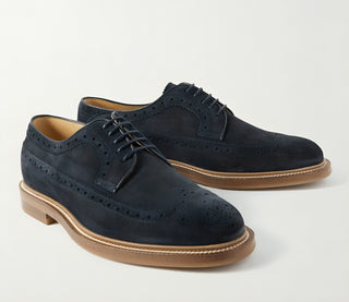 BRUNELLO CUCINELLI MENS SHOES WITH LACES IN NAVY BLUE