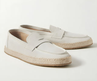 Brunello Cucinelli Men’s Cream Espadrille Suede Loafer