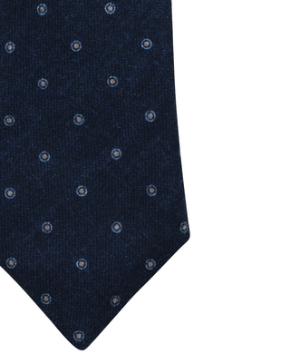 Brunello Cucinelli Navy Blue and Gold Dotted Eyelet Wool Men's Tie