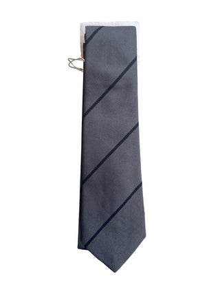 Brunello Cucinelli Grey Navy Striped Skinny Silk Men's Tie