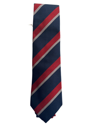 Brunello Cucinelli Navy Red Gold Striped Silk Men's Tie